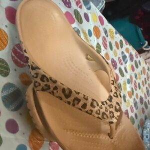 CROCS Leopard Print Sandals - Tan